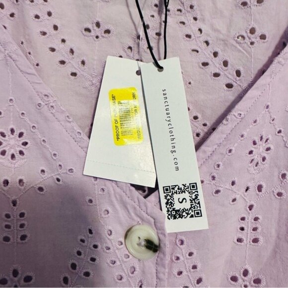 Sanctuary Modern Eyelet V-Neck Blouse – Lavender Ice – Size Medium (NWT) - Picture 8 of 14